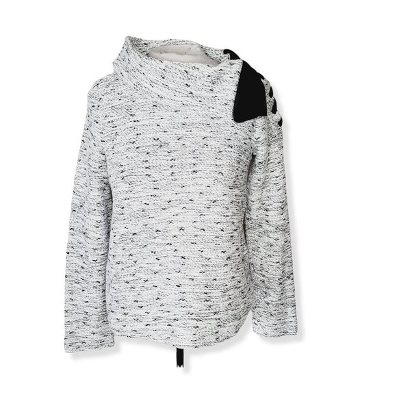 CLUB MONACO Cotton Marled Grey Cowl Bow Neck Sweater - Picture 3 of 11